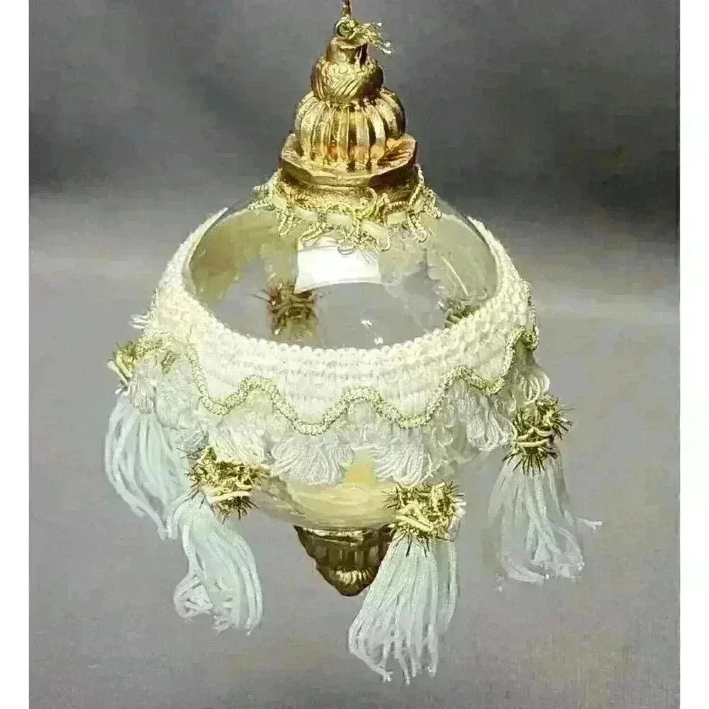 Dillard's Trimmings Christmas Ornament Blown Glass 3" Ball Ornament with Tassels - Picture 4 of 6